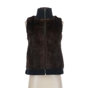 Saks Fifth Avenue Black Cashmere and Mink Fur Vest